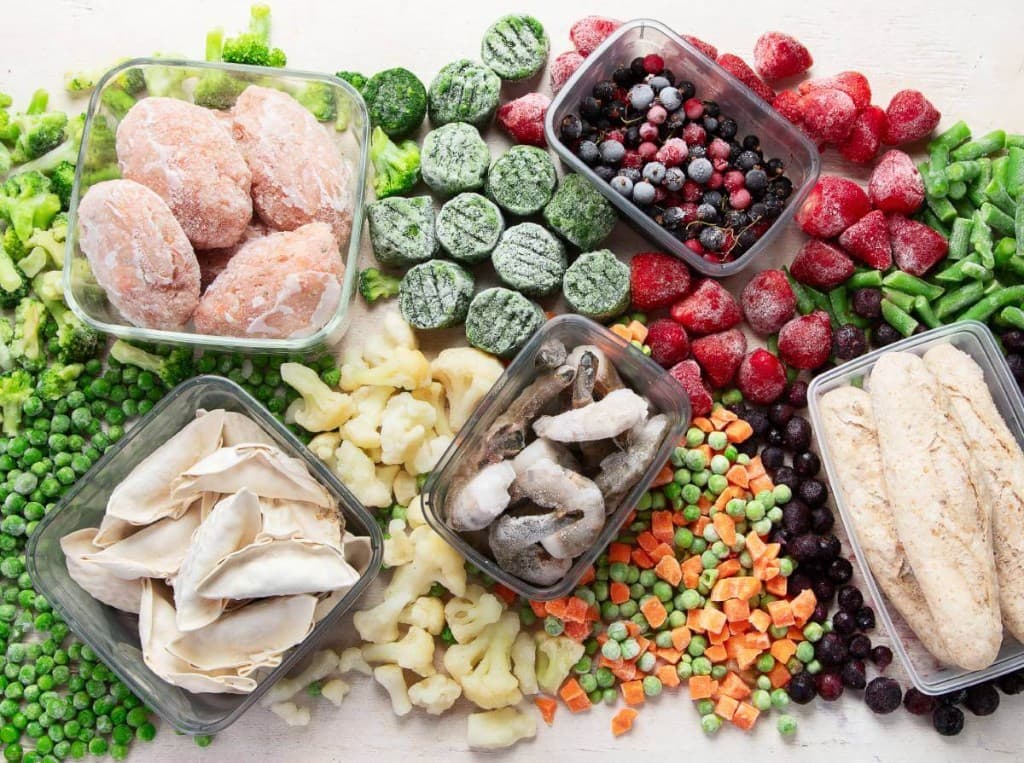 Frozen vegetables, seafood and prepared foods