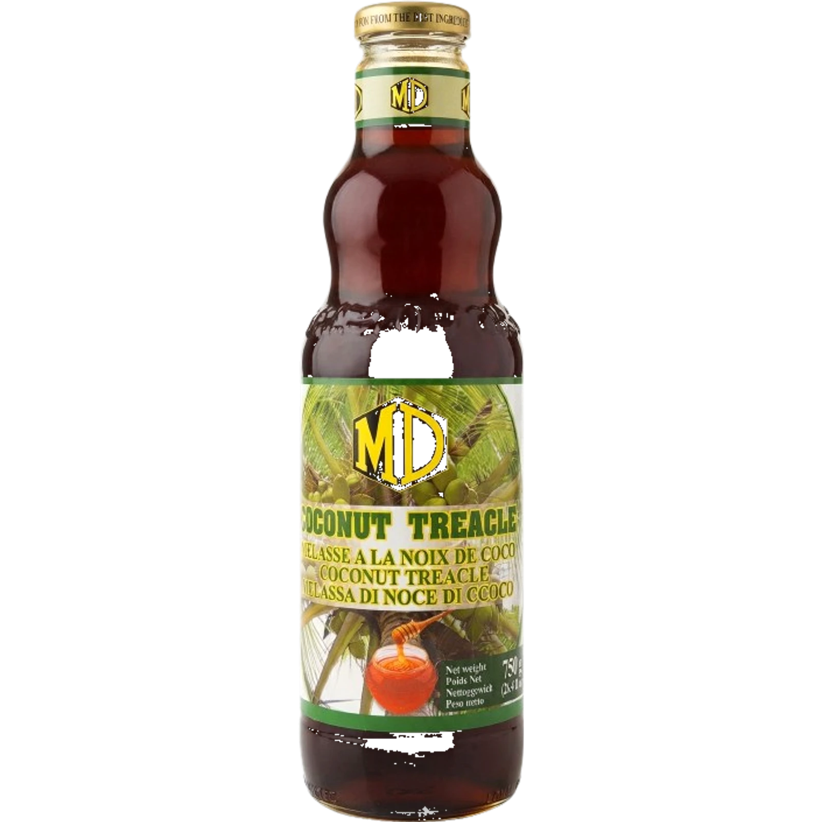 MD Coconut Treacle 750g — glass bottle with coconut palm label